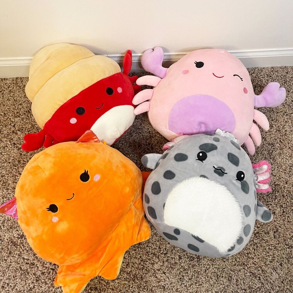 Squishmallows Sea Life Lot 4 Cosmina Indie Crab  Avana Axolotl Norbu Octopus 8"